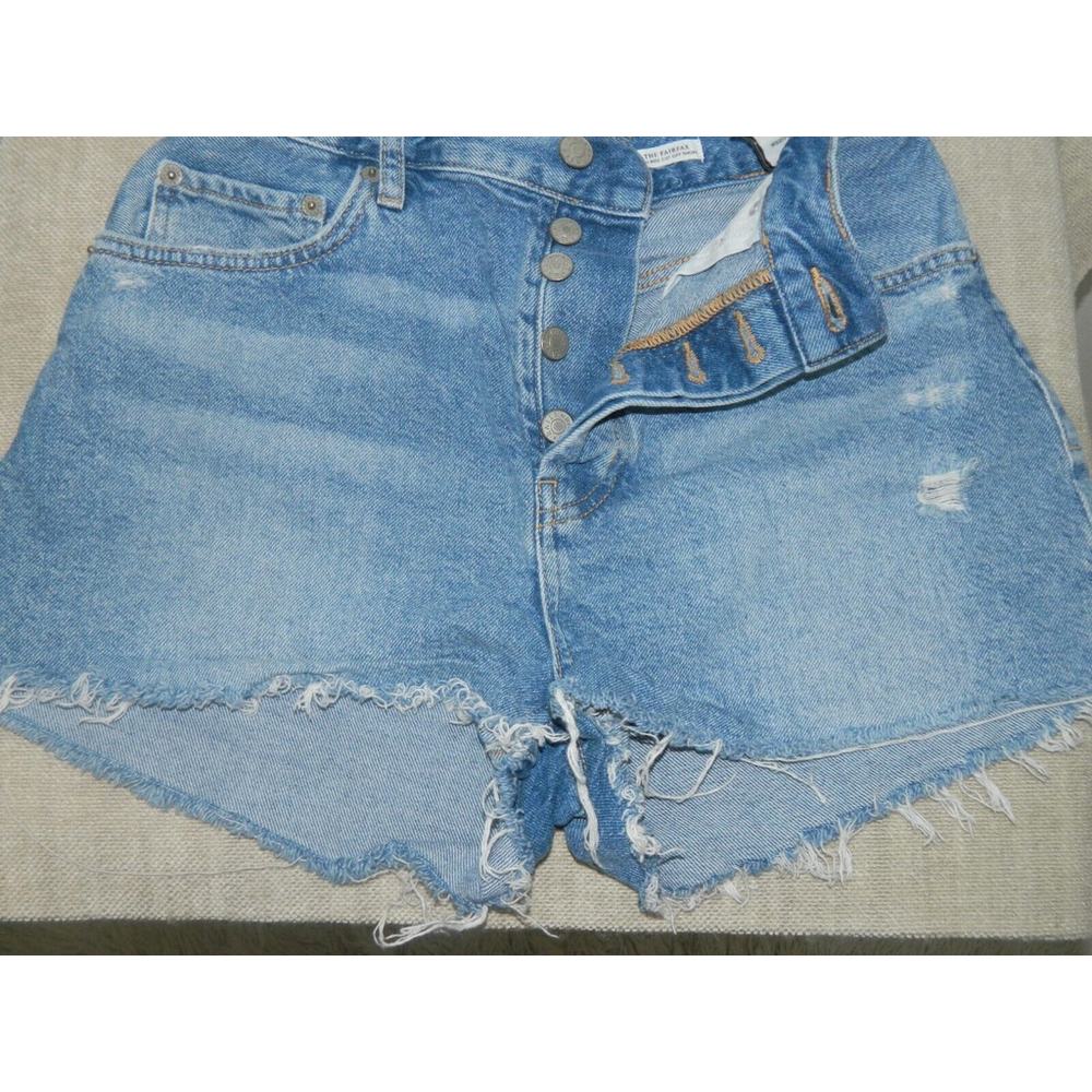 Rails Shorts Size 27 The Fairfax High Rise Cut Off Button Fly Denim Blue Altered - Picture 7 of 9